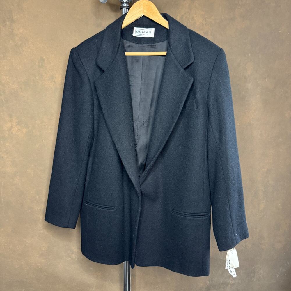 Dumas Cashmere Blend Black Blazer Women’s 14 NWT Made in USA Wool Jacket 80s